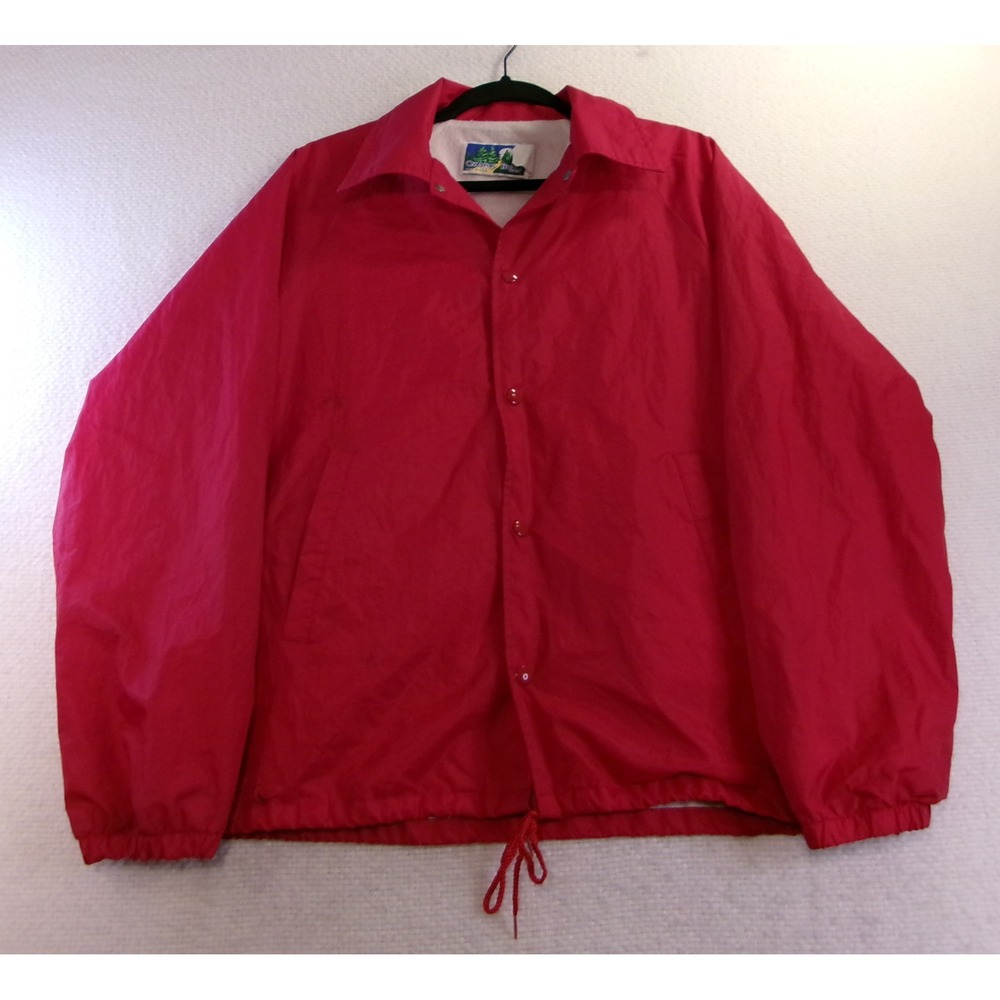 Ozark Trail Mens M Coaches Jacket Red Windbreaker Snap Front Made in USA Vintage
